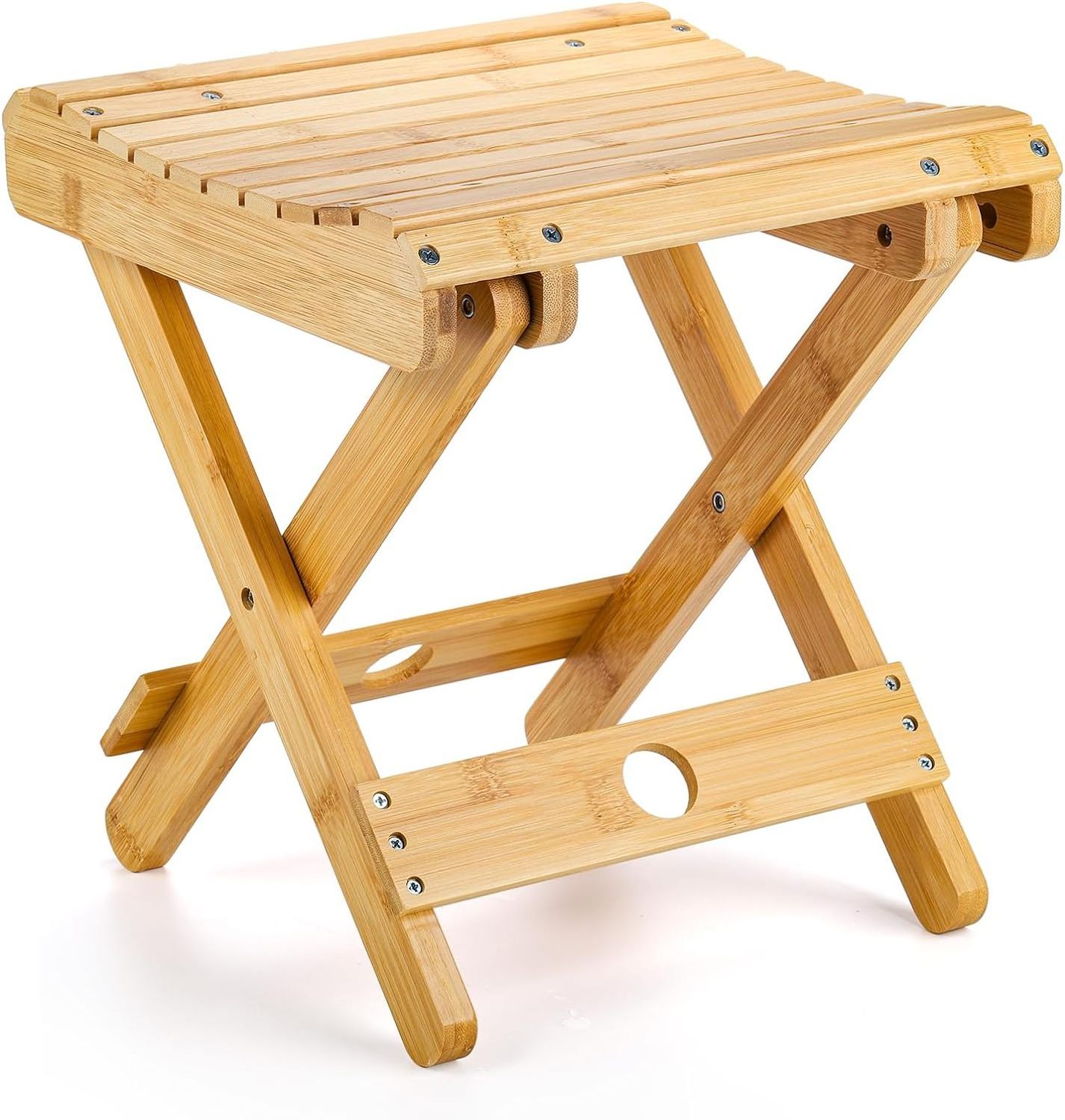 Fully Assembled Bamboo Folding Step Stool Adults Kids Portable Bamboo Step Stool Shower Foot Rest