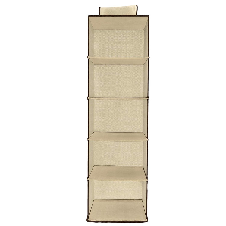 Hot Selling 5 Shelf Hanging Closet Organizer Hanging Closet Organizer Beige Closet Organizer Hanging