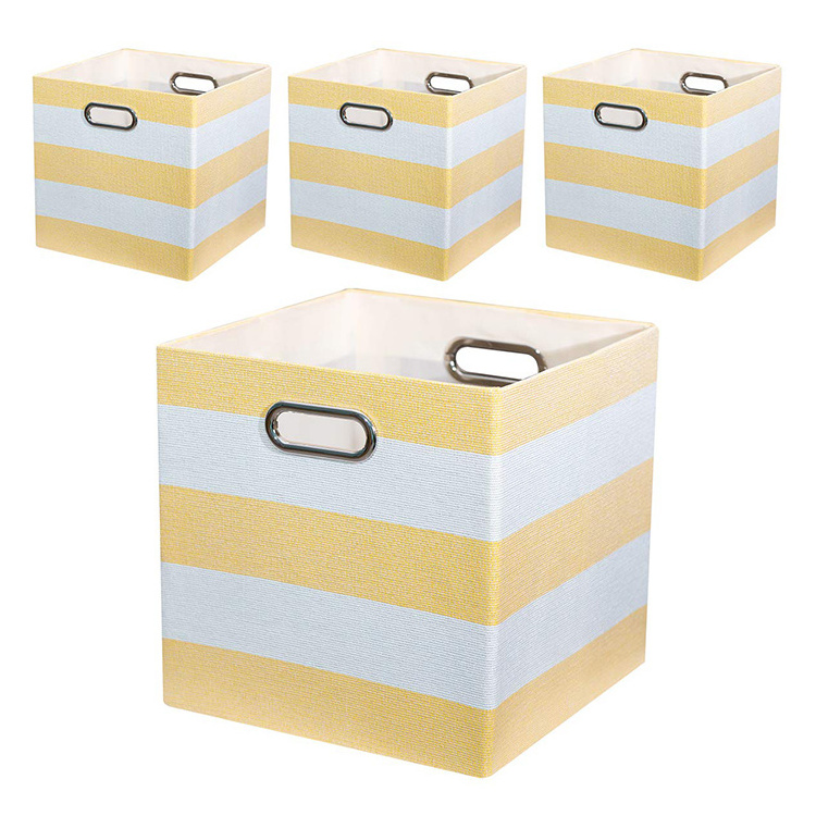 11 inch Fabric Drawers Striped Collapsible Kid storage Cube Bins Boxes Basket Containers storage basket box for Nursery