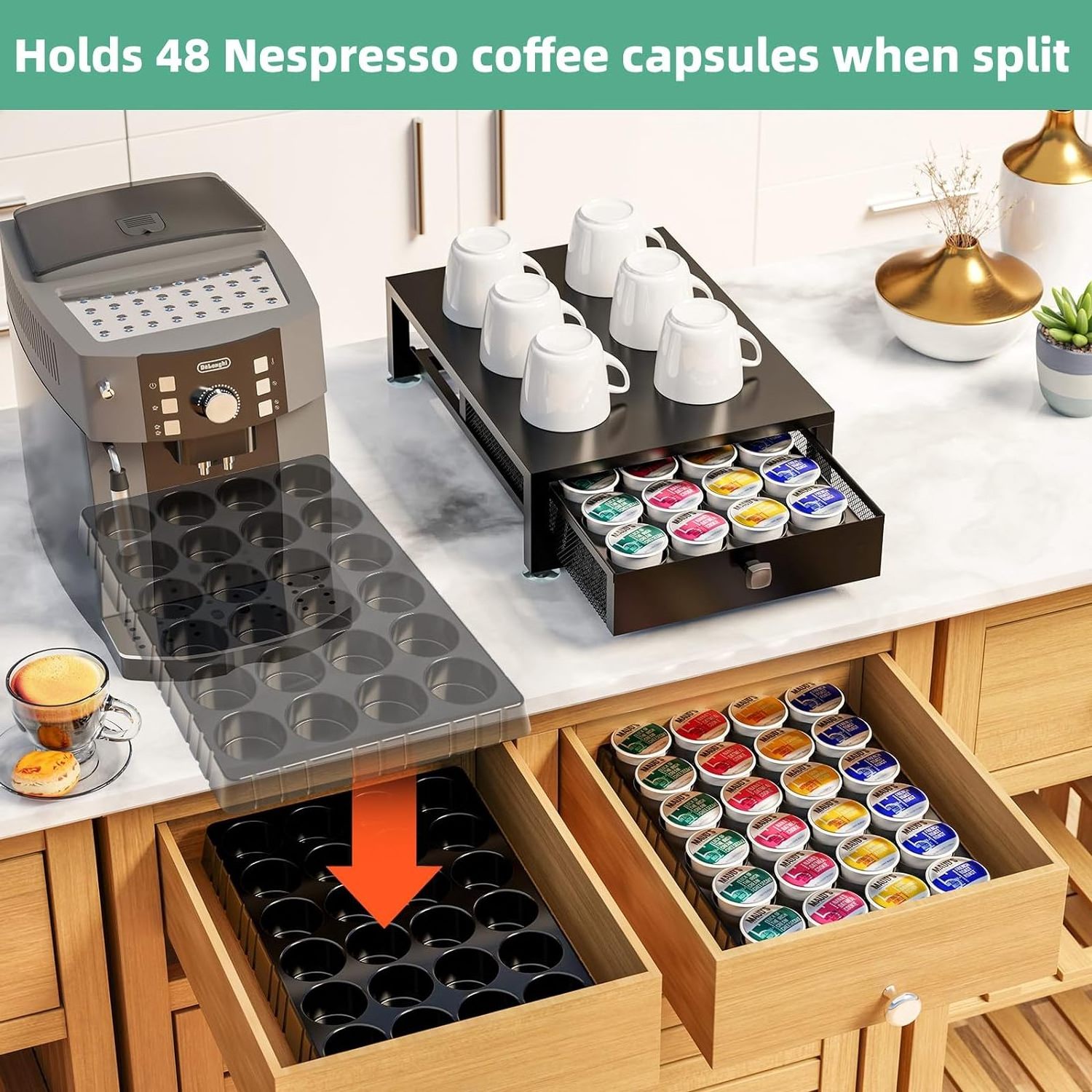 Coffee Pod Storage Drawer Holder for Keurig K-cup Coffee Pods, Black