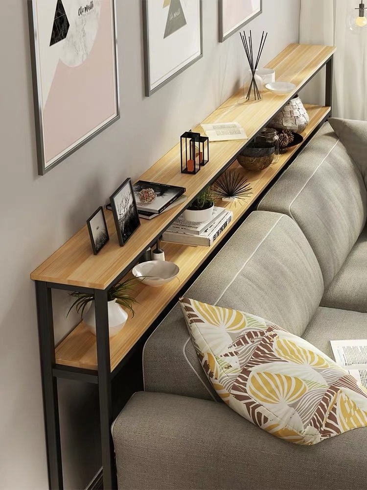 Long Living Room Bedroom Wall Corner Floor Table Shelf Table Side Table Behind Sofa