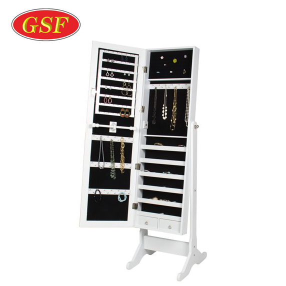 Modern European Fashion Standing Wood Mirror Jewelry Cabinet Armoire