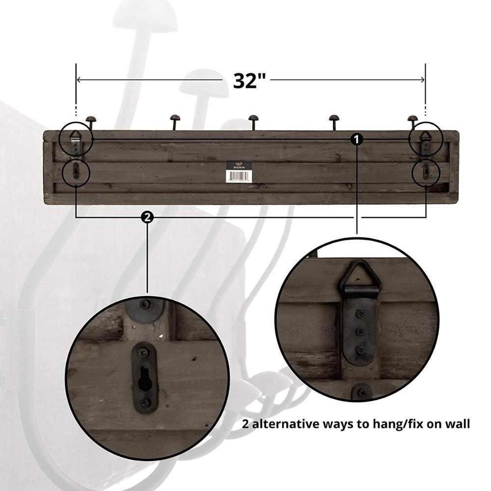 Rustic Coat Rack with Hooks Vintage Wooden Wall Mounted Coat Rack for Entryway Bathroom and Closet