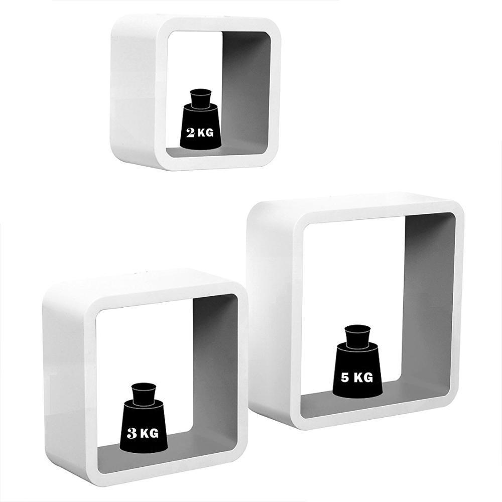 New Style Color Square Set Of 3 Living Room MDF Cube Wall Shelf