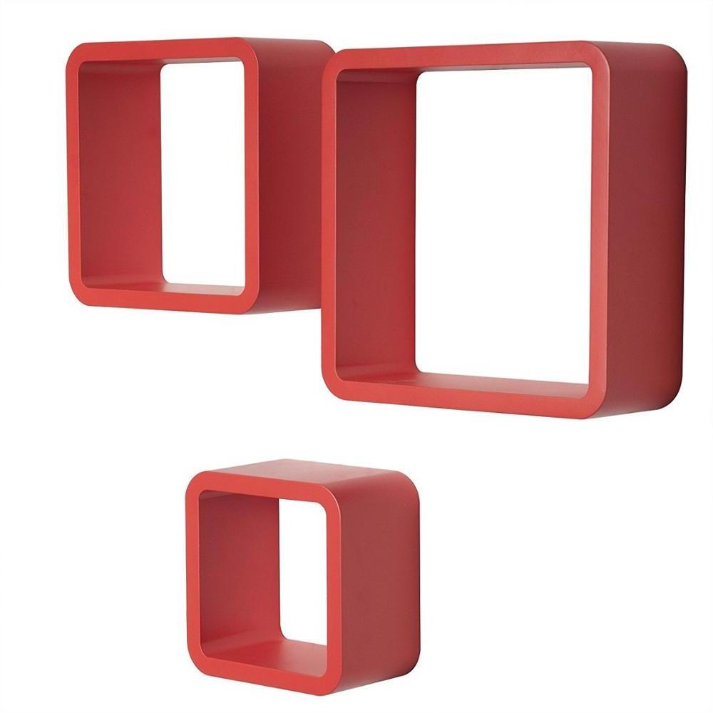 New Style Color Square Set Of 3 Living Room MDF Cube Wall Shelf