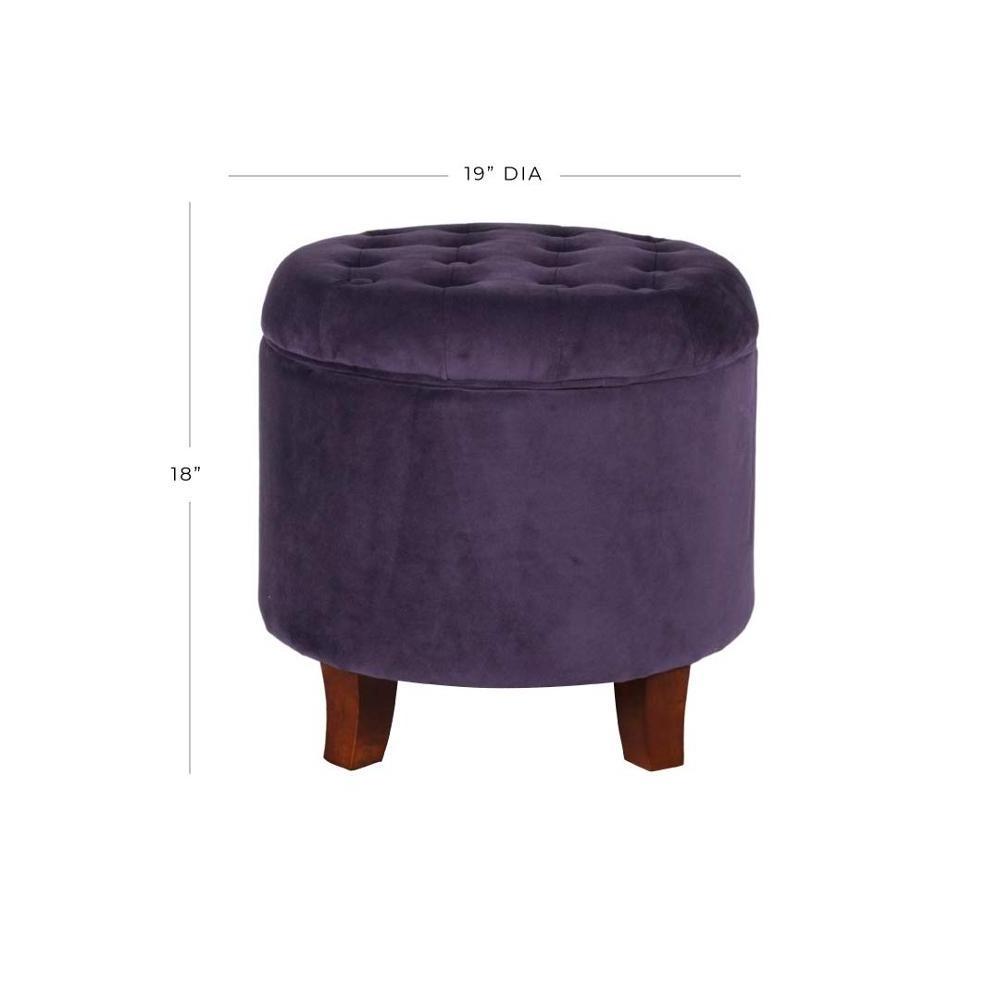 Ottomans Folding Storage Velvet Button Tufted Round Storage Ottoman Stool with Removable Lid