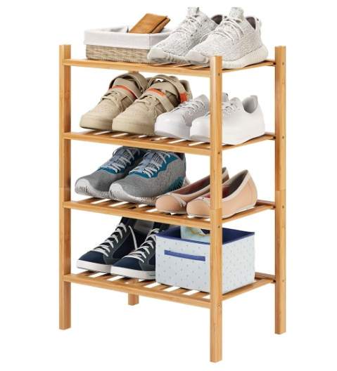 New Arrival Bamboo Shoe Rack Storage Organizer 4-Tier Bamboo Shoe Rack For Closet Living Room