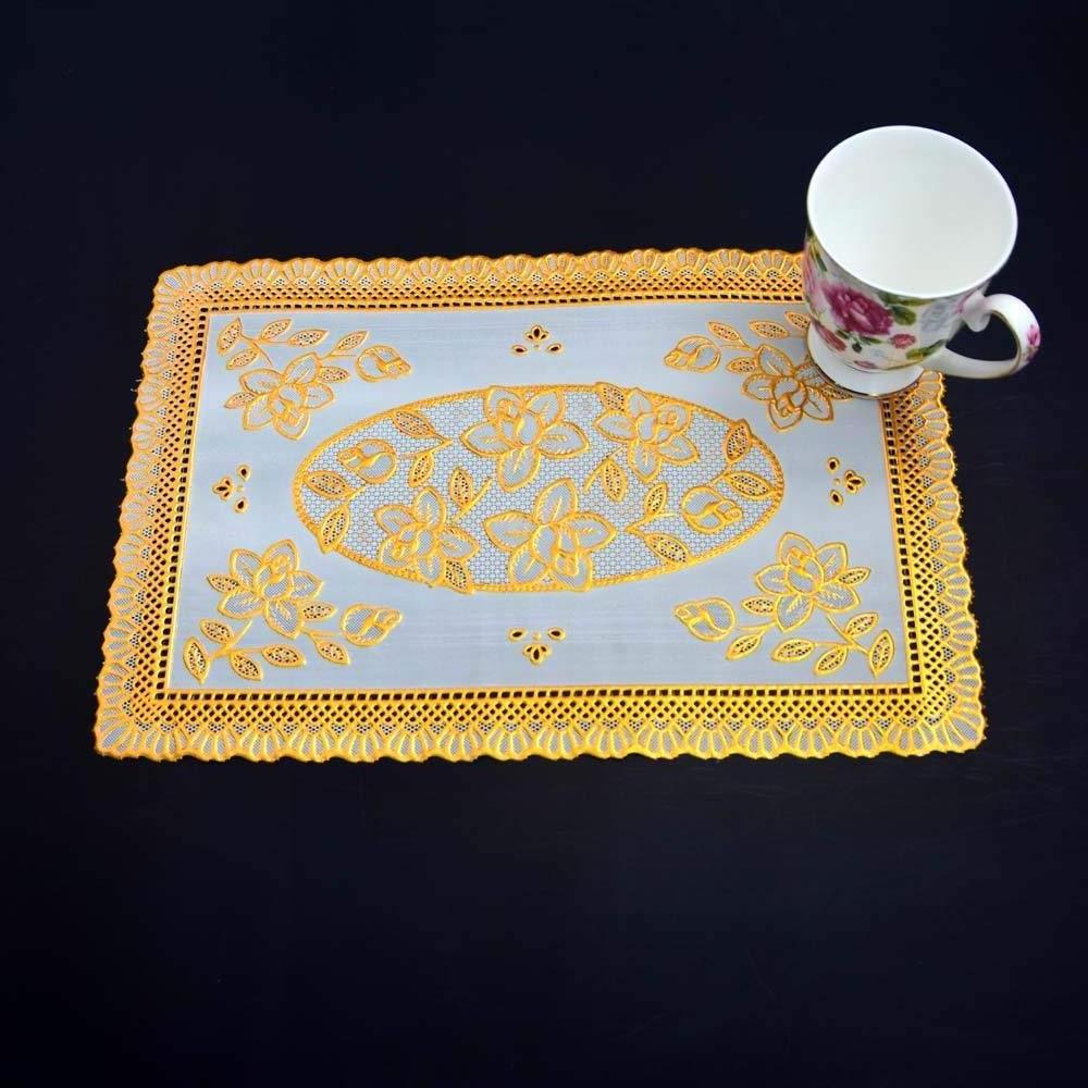 Best Selling Eco-Friendly Waterproof Gold Vinyl Coaster Embossing Lace Elegant Placemat