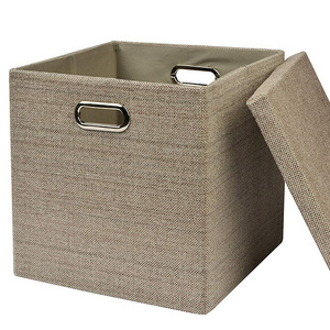 Storage Bins Cubes Foldable Heavy Duty Burlap Fabric Storage Box Basket Containers Large Organizer Removable Room Divider