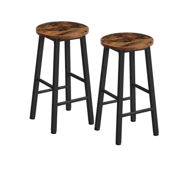 Counter Height Bar Stools Set of 2 for Kitchen Island Industrial Kitchen Bar Chairs for Dining Room Rustic Brown and Black