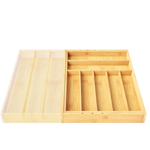 Kitchen Drawer Organizer Silverware Organizer Luxury Wood Utensil Cutlery Tray with Dividers