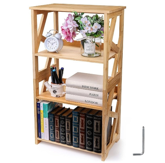 3 Tier Open Shelf Bookcase Bamboo Book Display Rack Book Organizer Storage Open Shelf Rack Display Shelves