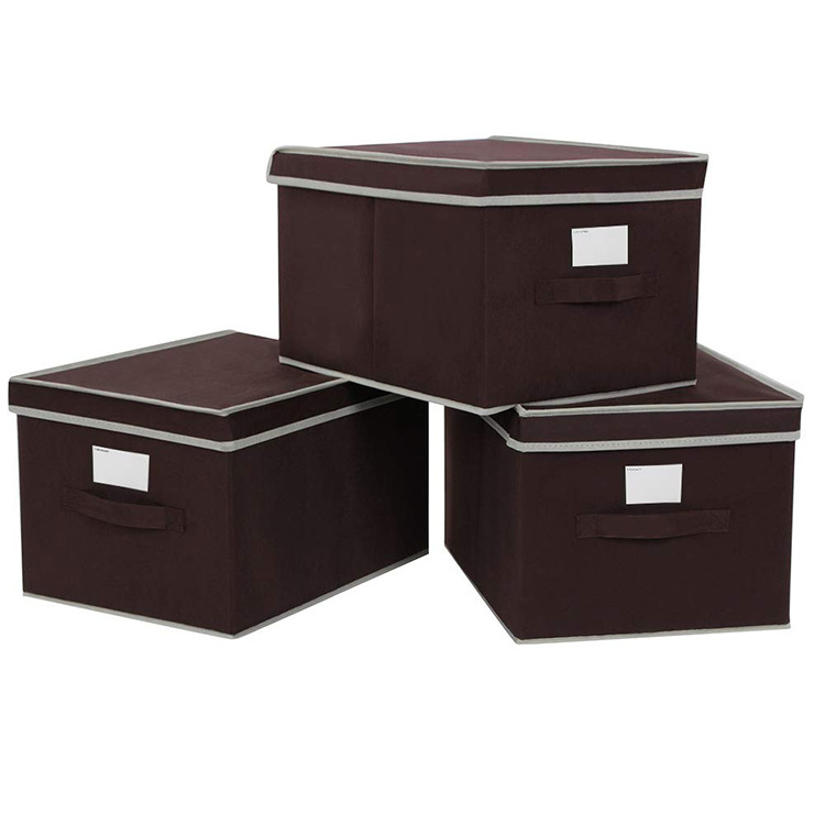 Foldable Large Storage box Bins Warehouse Cube Boxes Closet Bedroom Drawers Organizers with lids and Dual Non-woven Handles