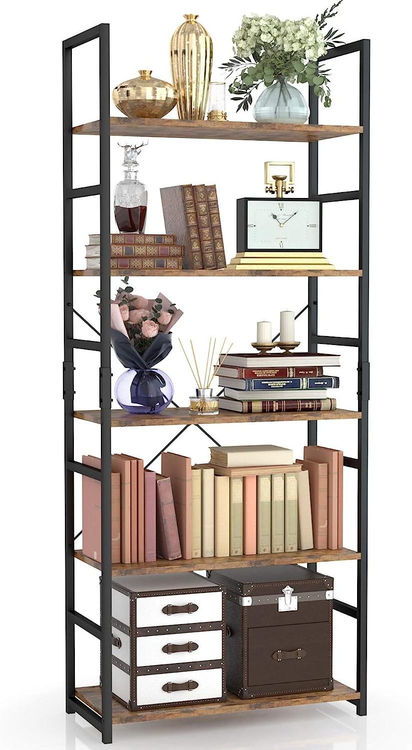 Bookshelf Tall Bookcase Shelf Storage Organizer Modern Book Shelf for Bedroom, Living Room and Home Office, Vintage