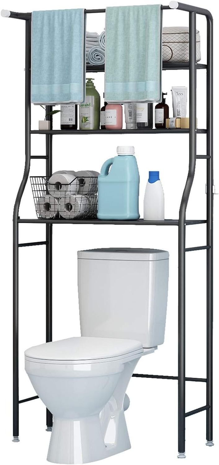 3 Shelf Bathroom Space SaverBathroom Corner Stand Storage Racks Organizer Accessories,The Washing Machine,with Hanging Rod