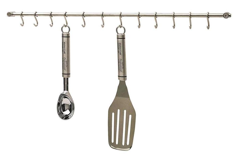 Promotional Stainless Steel Kitchen Utensil Hanging pot rack with 12 Hooks