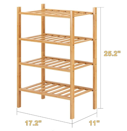 New Arrival Bamboo Shoe Rack Storage Organizer 4-Tier Bamboo Shoe Rack For Closet Living Room