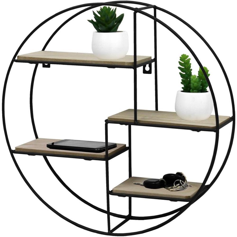 Lactory Latest Black Metal Wall Mounted Multi Shelf Storage Organiser Unit Display Rack