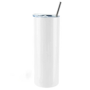 20 OZ Double Wall Steel Blank Sublimation Straight Skinny Tumbler Water Bottle With Straw