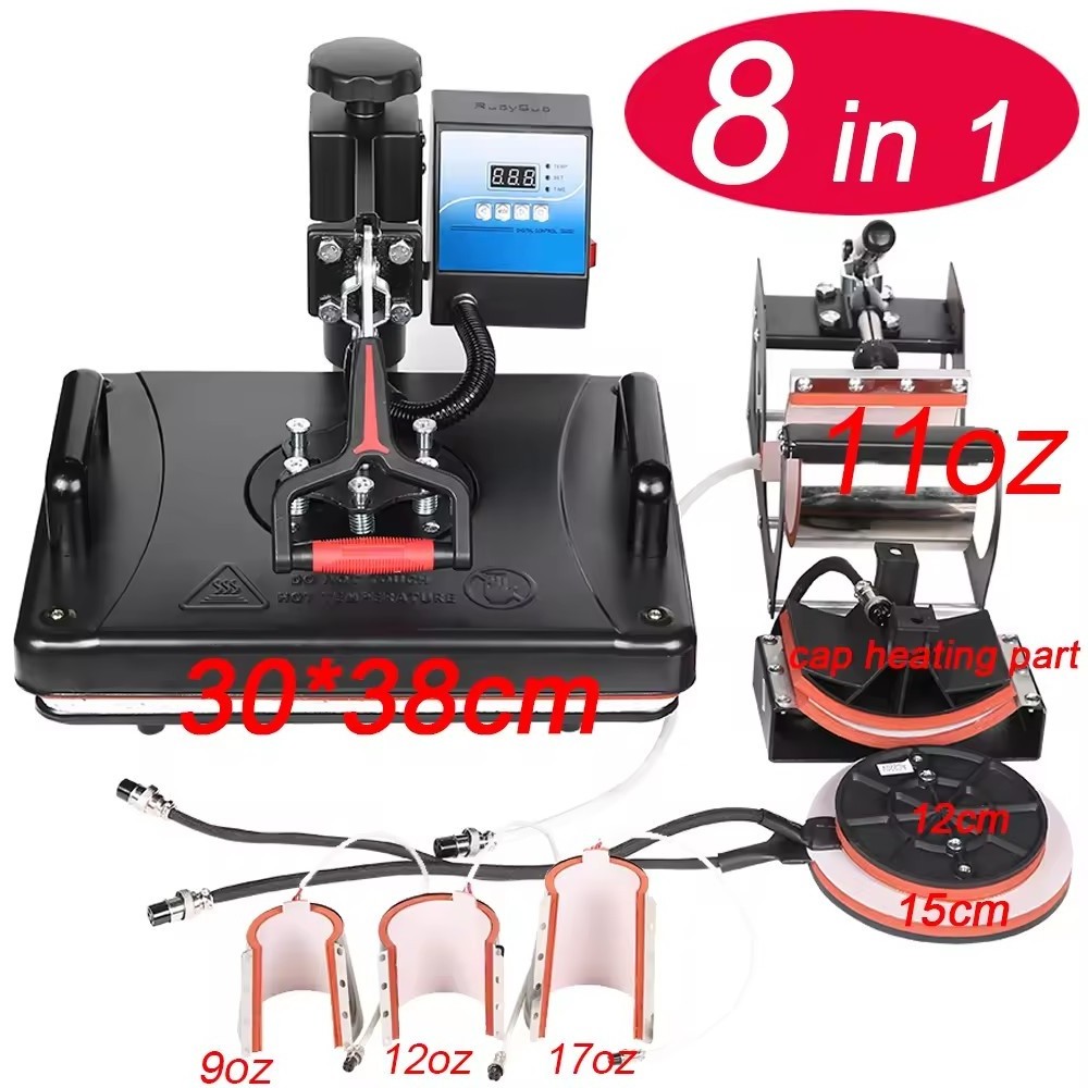 8 in 1 Digital Swing T-shirts Heat Transfer Machine Sublimation Machine for Mug Plate Phone Case