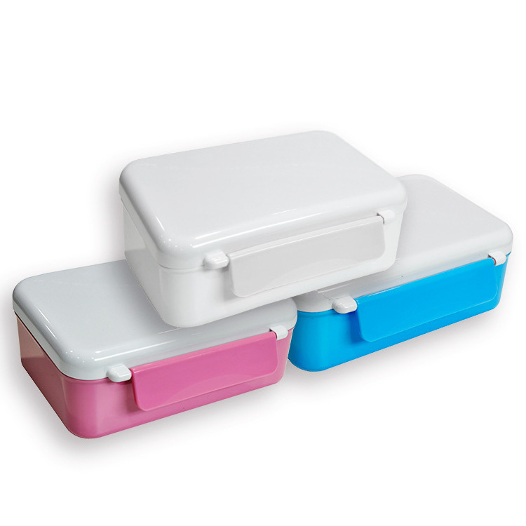 Custom Plastic Food Container Sublimation Blank Double Locking Square  Lunch Box