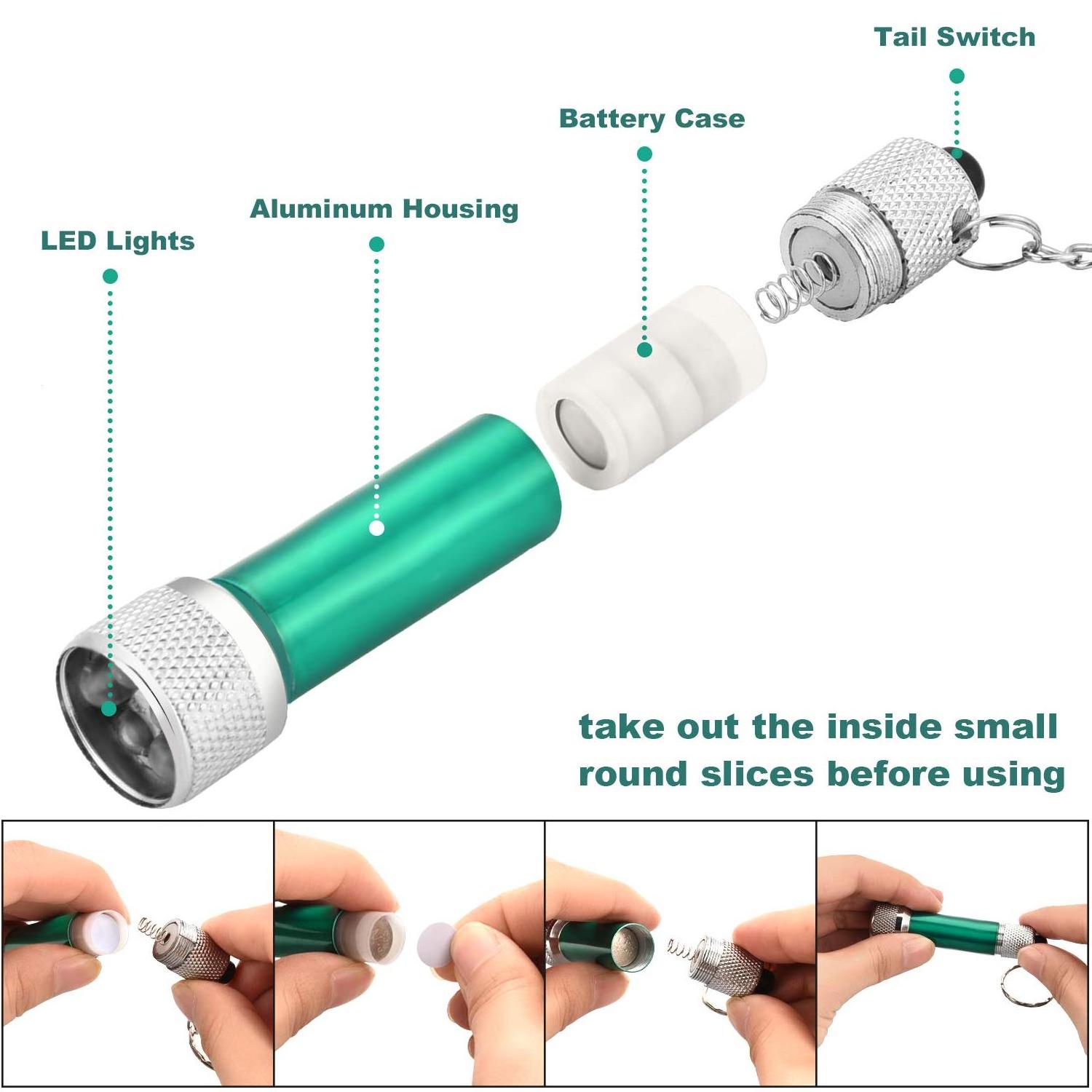 Mini Flashlights Keychain 5 Bulbs LED Keychain for Camping Kids Party Favors