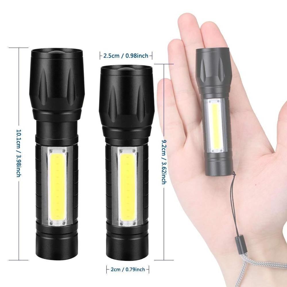 Mini LED Flashlight Rechargeable with cob Reader Lamp Adjustable Focus and 3 Light Modes For Camping Hiking