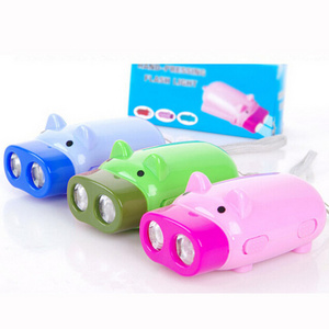 NEW Pig Shaped 2 LED Hand Pressing Dynamo Mini LED Flashlight