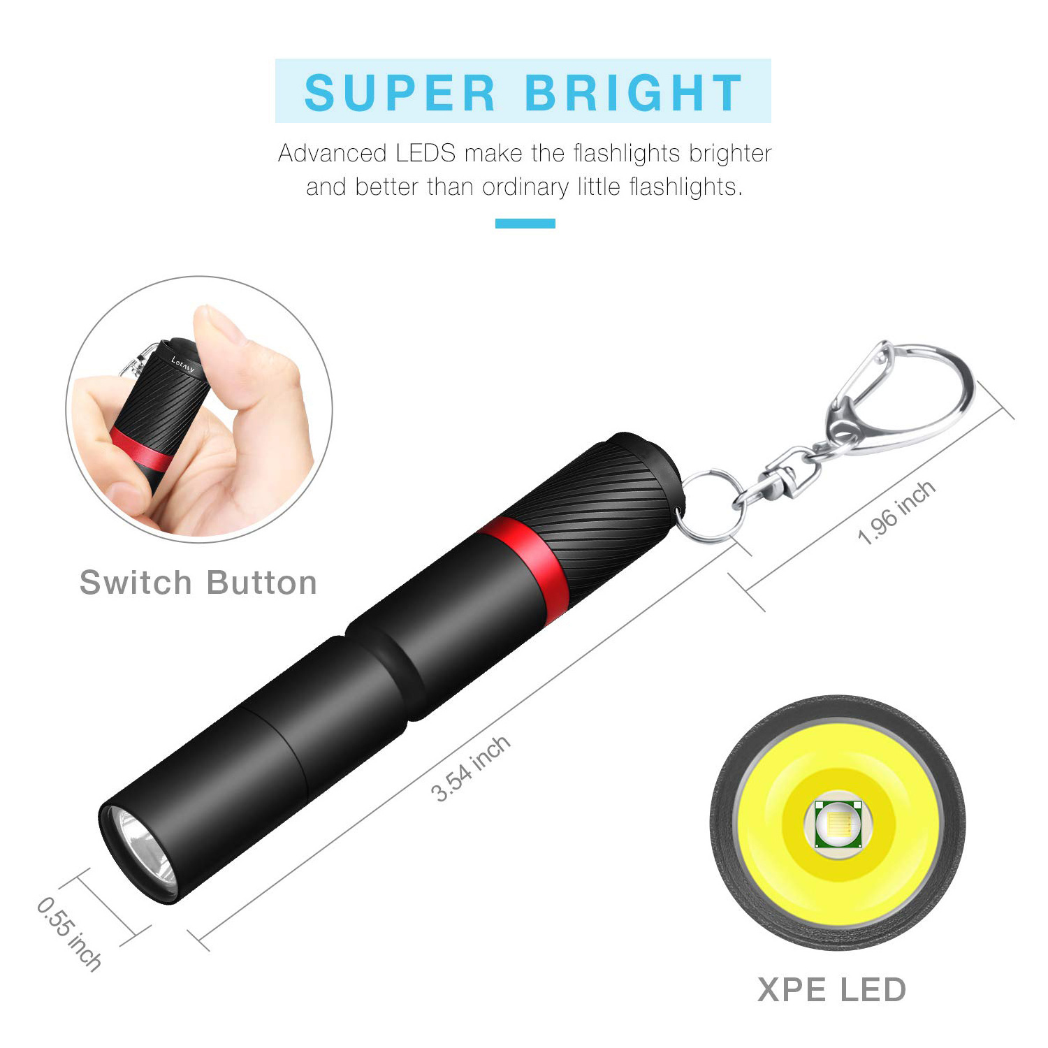 Super Small Mini LED Flashlight, Ultra Bright Pen Light with Key Chain Best EDC Flashlight for Gift, Camping, Outdoor, Emergency