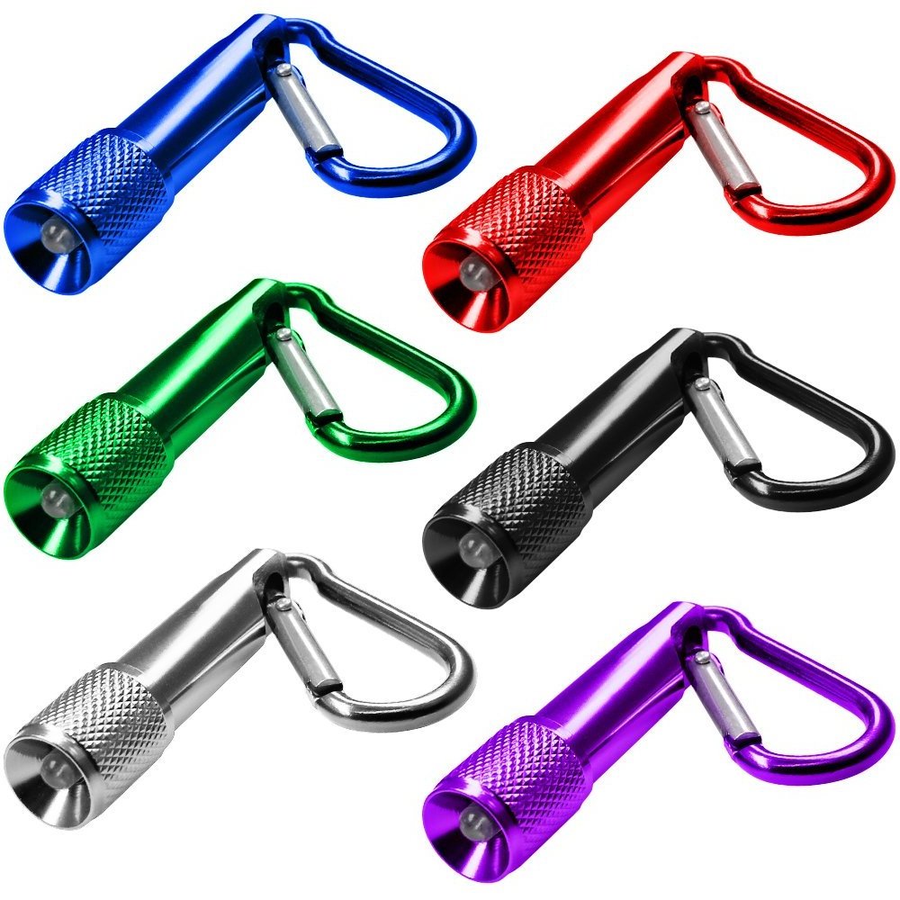 Mini LED Flashlight Torch Clip Keychain, Hiking Hook Key Chain Flashlight