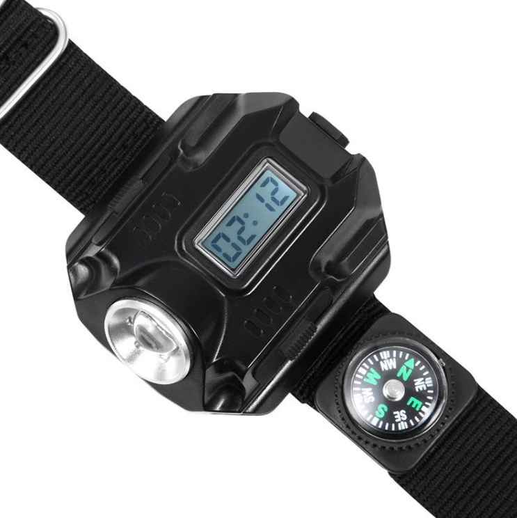 High Quality Compass equipment Led Wrist Watch Light Flashlight for Camping Running Night Jogging