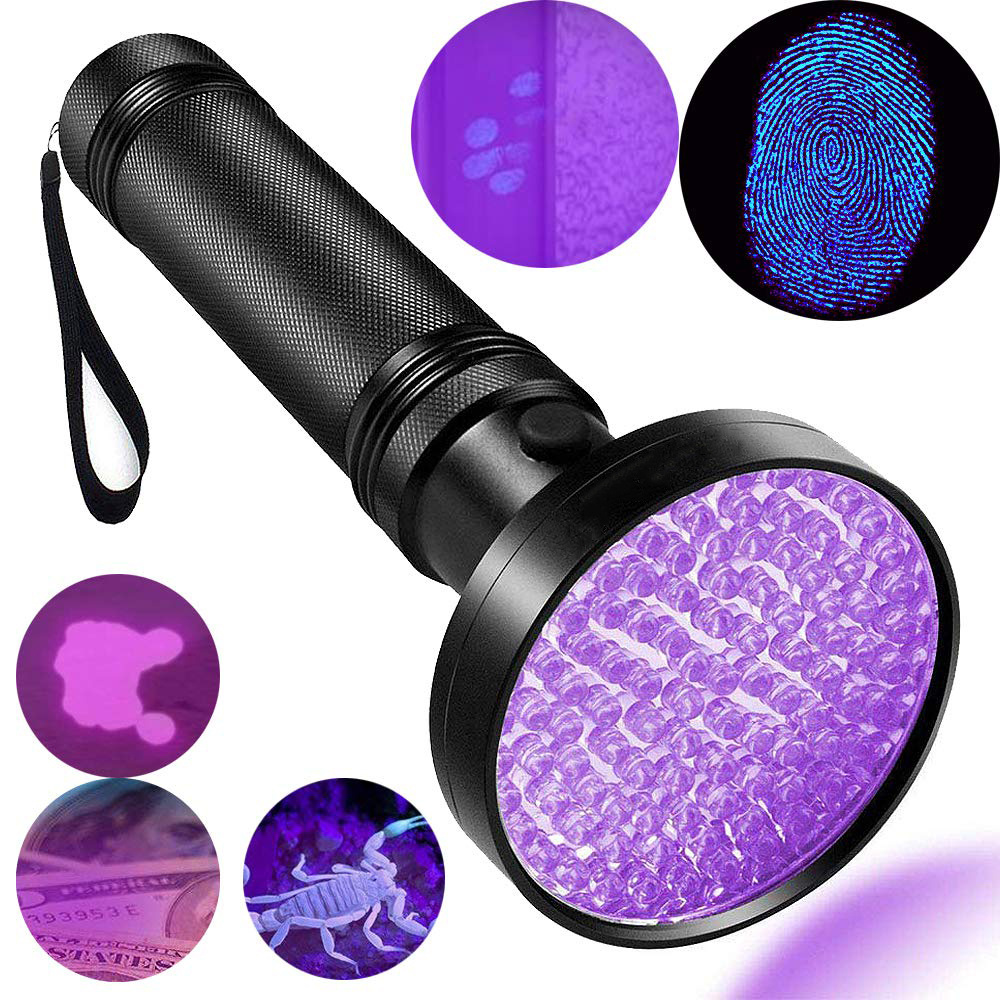 UV Black light Flashlights 100 LED 395 nm Ultraviolet Blacklight Pet Urine Detector for Dog Cat Urine, Dry Stains, Bed Bugs