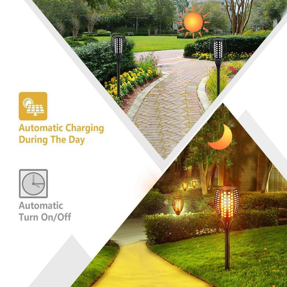 Solar Light,Path Torches Dancing Flame Lighting 96 LED Flickering Torches Outdoor Waterproof Garden Decorations