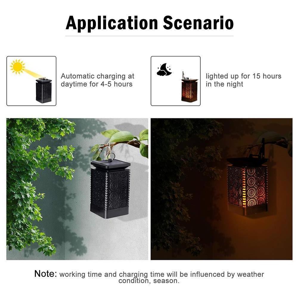 Solar Lantern Lights Dancing Flame Waterproof Outdoor Hanging Lantern Solar Powered Umbrella LED Night Lights