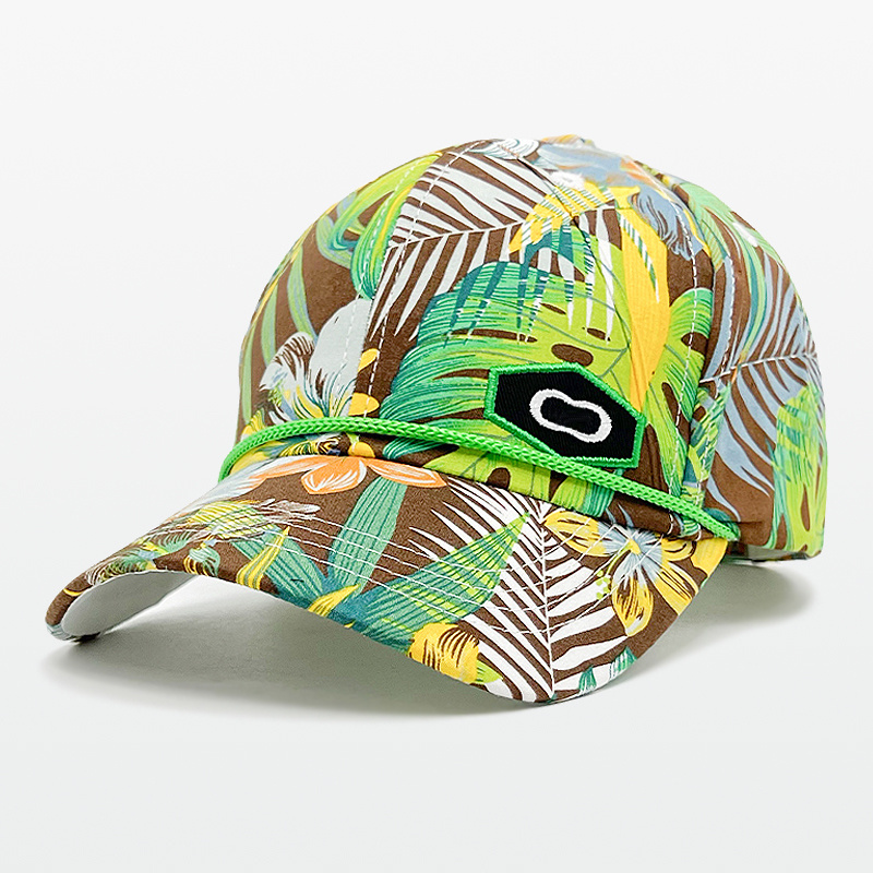 Custom Full Printed 6 Panel Golf Hat With Rope All Over Print Baseball Cap