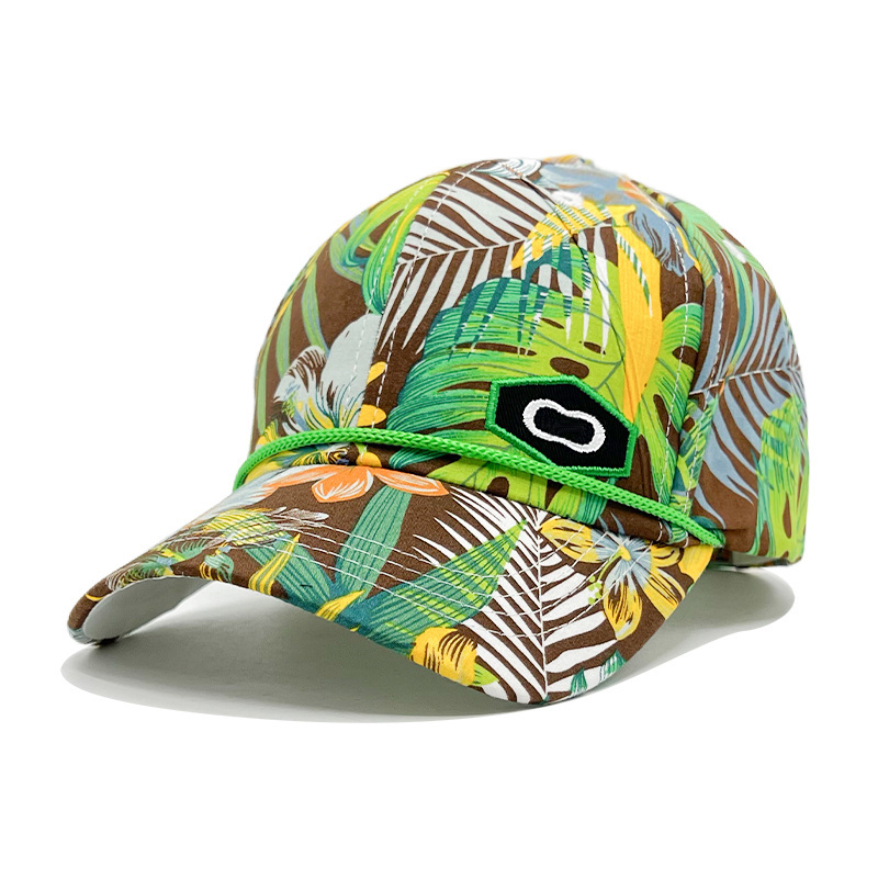 Custom Full Printed 6 Panel Golf Hat With Rope All Over Print Baseball Cap