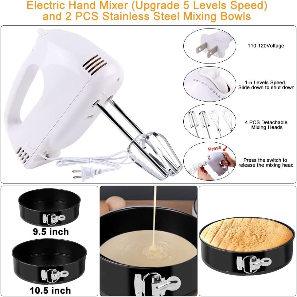 436 PCS Cake Decorating Kit Baking Supplies Set Tools with Electric Hand Mixer Mixing Pan Cake Mold, Cake Rotating Turntable set