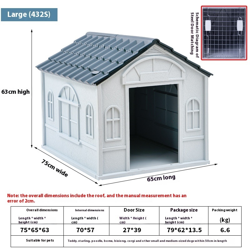 Small, medium large dog outdoor kennel for all seasons Small house rain proof plastic kennel cage Outdoor waterproof dog house