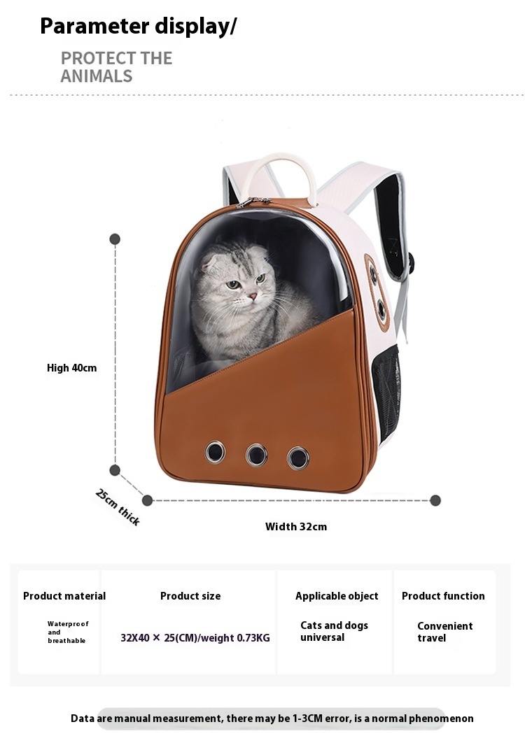 Pet travel portable backpack Portable waterproof breathable cat and dog can fold large space carrying bags