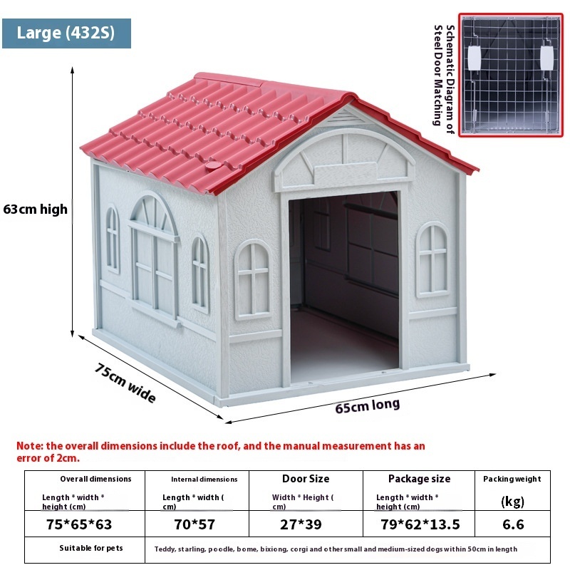 Small, medium large dog outdoor kennel for all seasons Small house rain proof plastic kennel cage Outdoor waterproof dog house