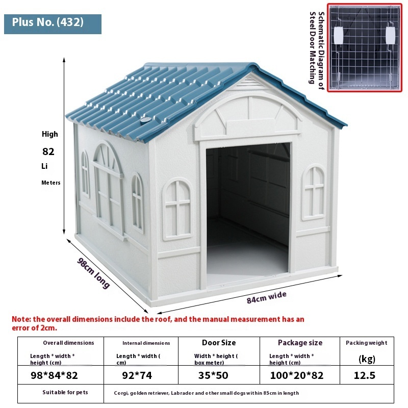 Small, medium large dog outdoor kennel for all seasons Small house rain proof plastic kennel cage Outdoor waterproof dog house