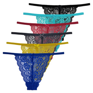 Droppshipping Ladies Lace Sexy Thong Low Waist T Pants Transparent T Back Panties G Strings Women Thongs