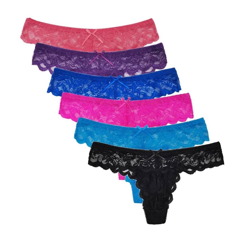 6 Color Full Beautiful Lace Women's Sexy Lingerie Thongs G-string Underwear Panties Ladies T-back Thongs 87169