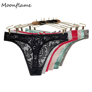 Moonflame Low Rise Sexy Lace Transparent Girls Panties And Thongs Intimate Sexy Woman Underwear R006