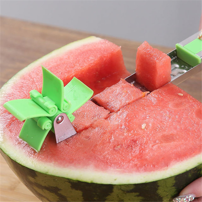 Fruit Watermelon Melon Refreshing Juice Cubes Stainless Steel Plastic Knife Slicer Chopper Tools Windmill Watermelon Cutter