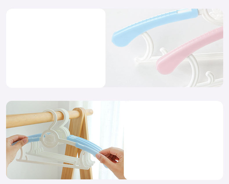 DS963 Toddler Infant Carton Bear Hangers Non-Slip Clothes Laundry Small Hangers Basics Retractable Kids Baby Plastic Hangers