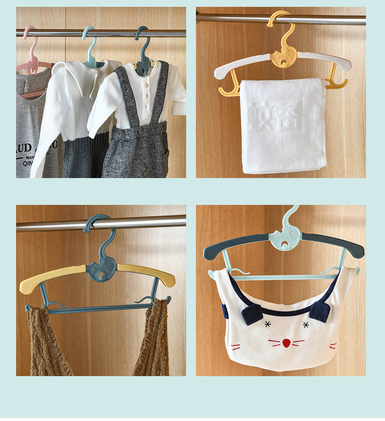 DS964 Extendable Laundry Infant Pant Hanger Non-Slip Kids Drying Racks Retractable Children's Cloth Hangers Plastic Baby Hangers