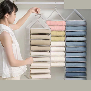 DS2513 Wardrobe Clothes Organizer Hanging Closet Clothing Storage Dividers PVC Cabinet Pants Shelf Foldable Drawers with Hook