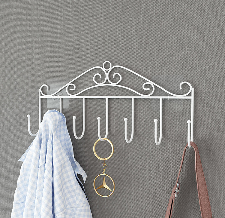 DS2542 Wall Mount 7 Hook Metal Storage Organizer Rack Heavy Duty Over Door Hanger Holder for Coat Hat Clothes Over The Door Hook