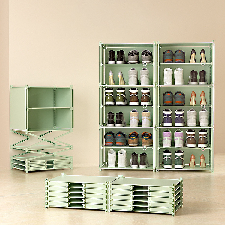 DS2544 Plastic Storage containers Bins with Lids Stackable Sneaker Storage Shoe Cabinet Foldable Shoe Rack Organizer for Closet